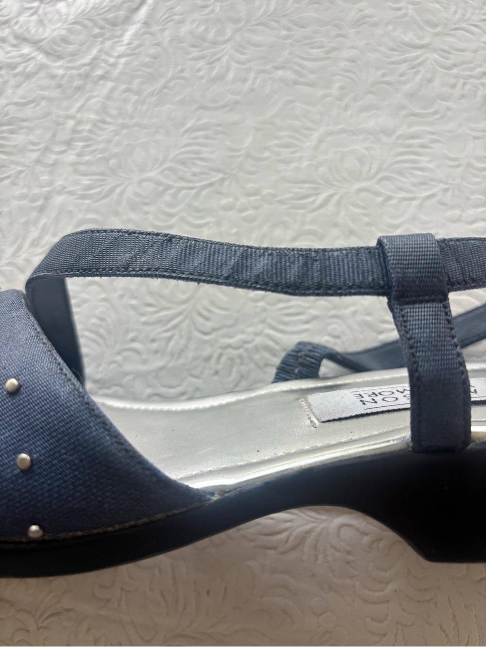 Vintage Allyson Whitmore Silver Elephant-Embellished Slingback Sandals, Size 9 - Picture 6 of 15